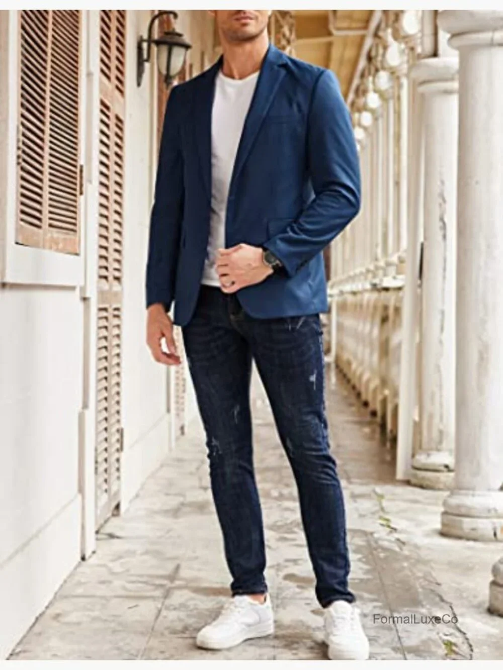 Men's Sport Coat Casual Blazer One Button Business Suit Jacket